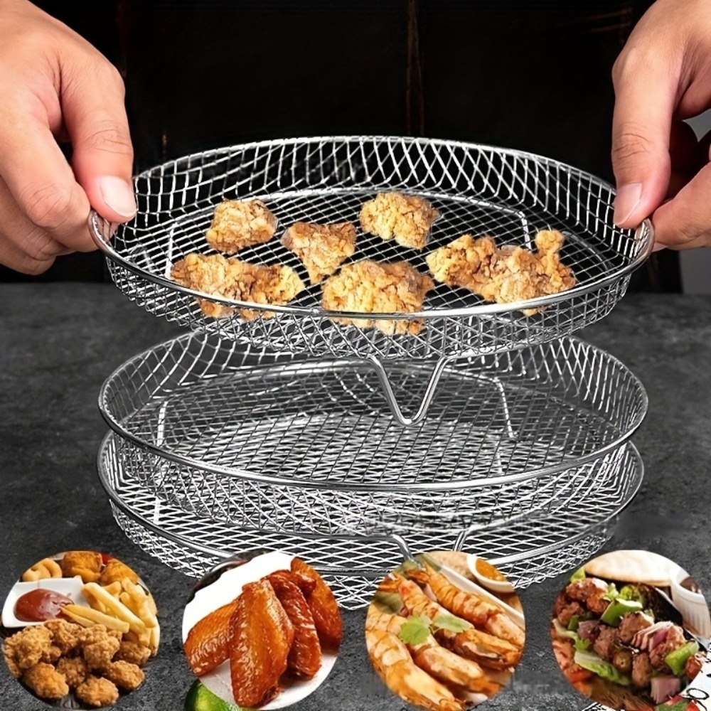 Kitchen Gadgets Air Fryer - Stainless Steel Air Fryer Accessory, 3pcs/set