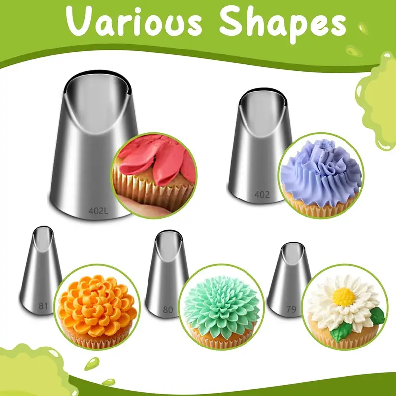 Kitchen Gadgets Deals - 5PCS Stainless Steel Piping Nozzles Set,Chrysanthemum
